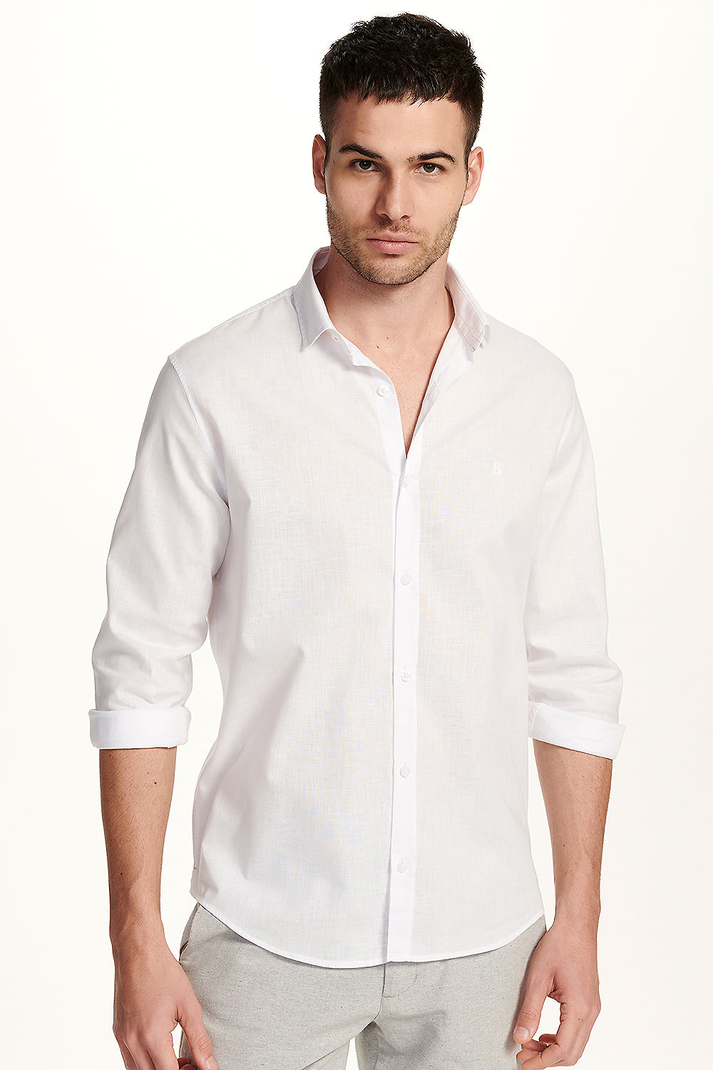 Camisa Casual Manga Longa Lisa