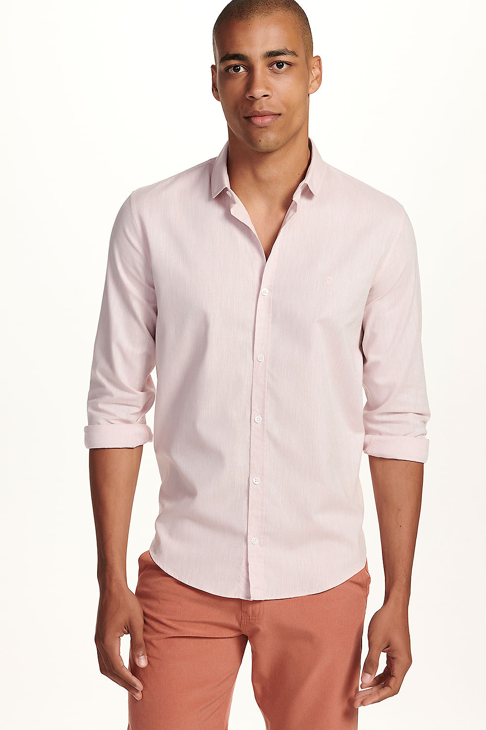 Camisa Casual Manga Longa Lisa