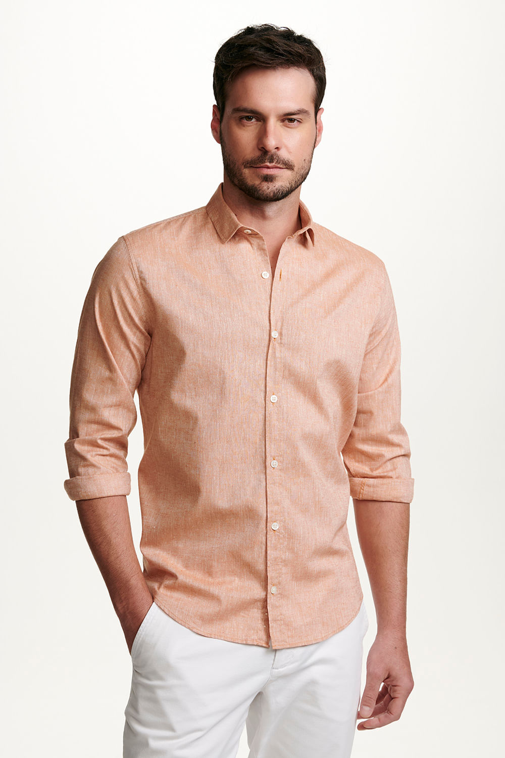 Camisa Casual Manga Longa Lisa