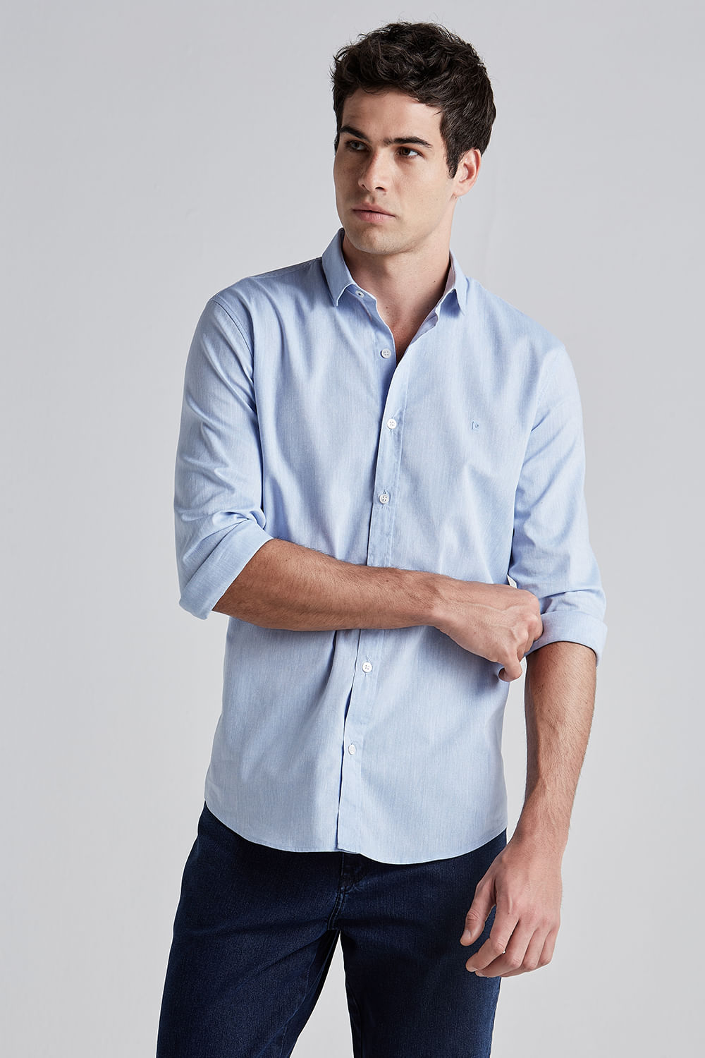 Camisa Casual Manga Longa Lisa