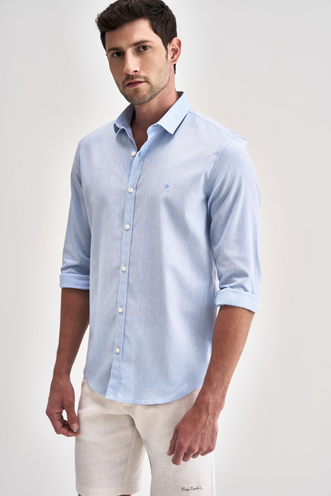 Camisa Casual Manga Longa Lisa