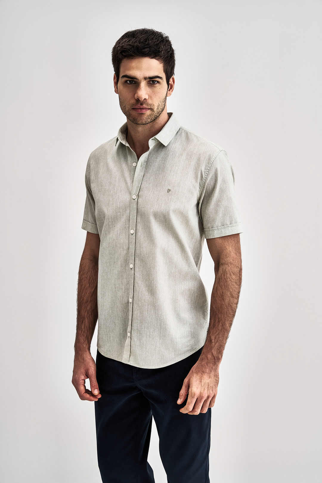 Camisa Casual Manga Curta Linho